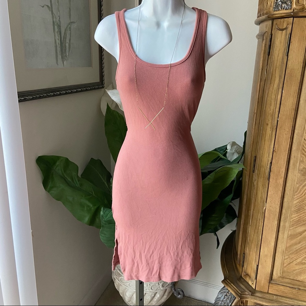 Shein Pink Ribbed Open Back Tank Mini Dress - Picture 2 of 3